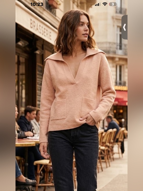 525 America Sweaters - 525 America Women's Cuddle Lux V Neck Pullover Sweater in tan  NWT. 21”-23” Ptp